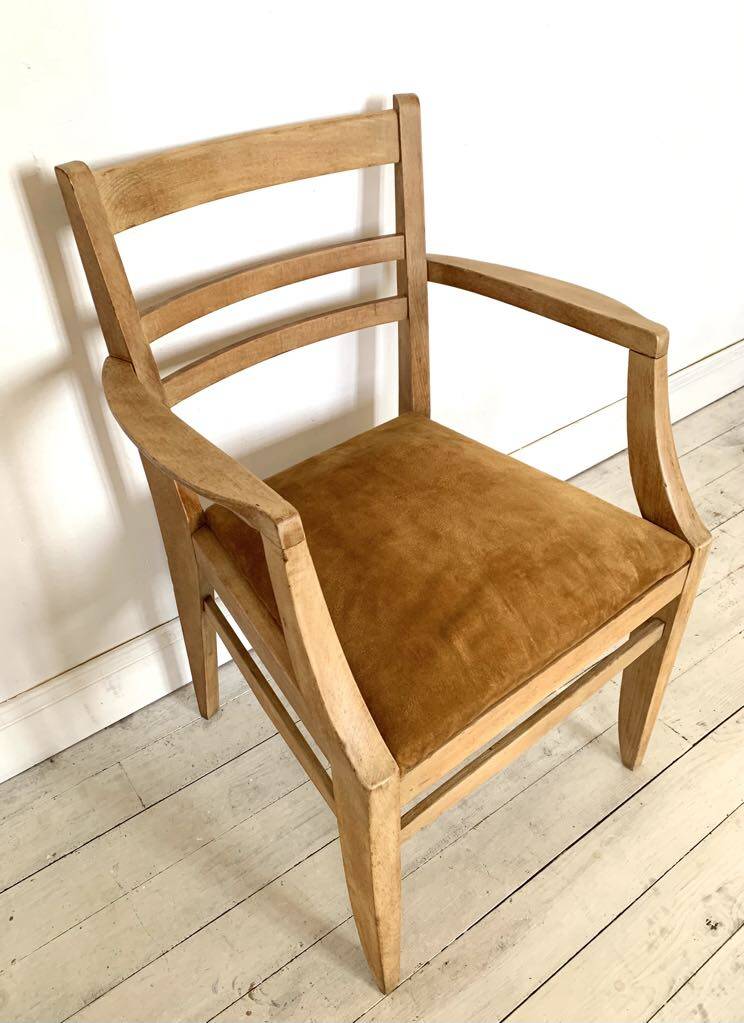 Art Deco armchair with mustard velvet seat