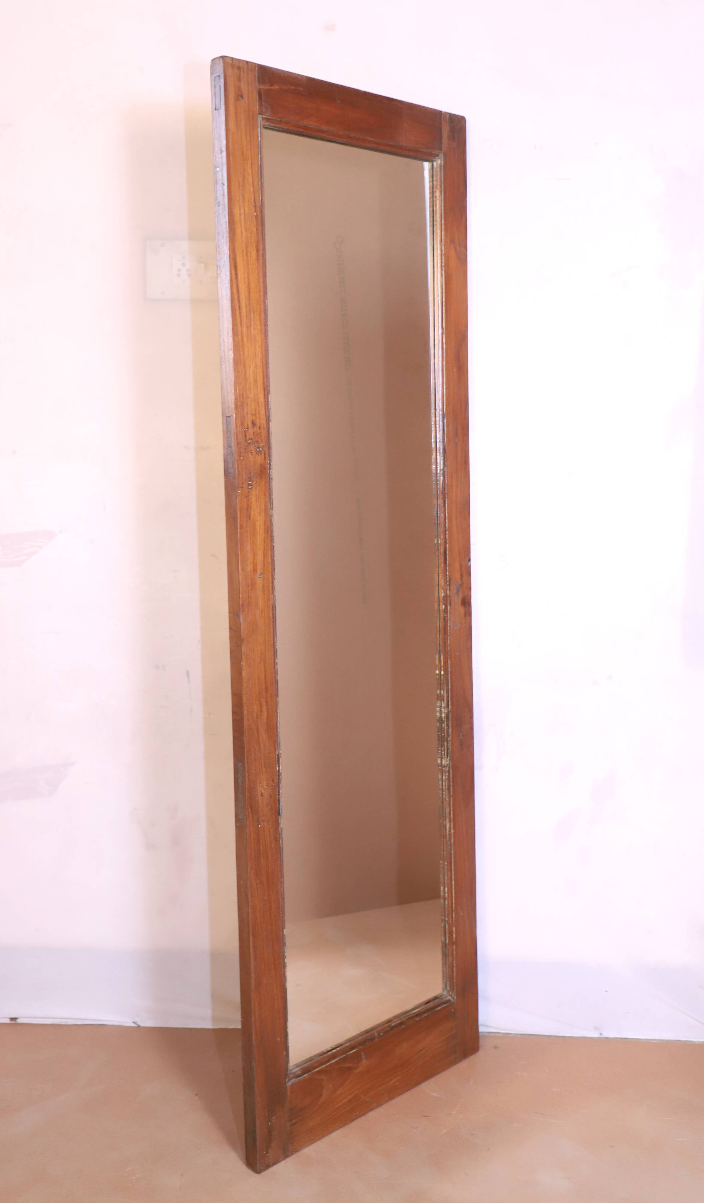 Miroir de pied en teck birman naturel