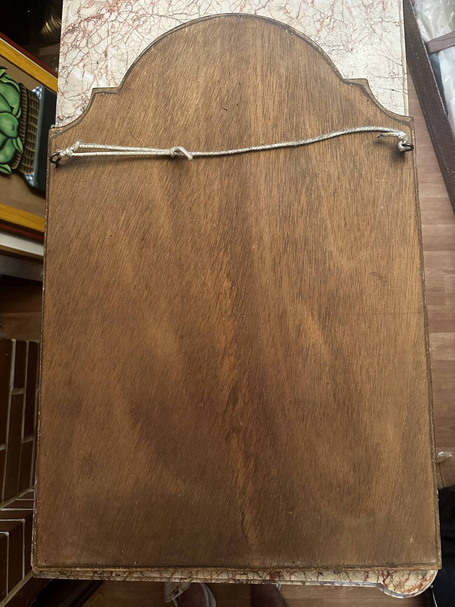 Antique gilded wooden mirror called gendarme hat h 64 / l 43.5 cm