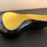 Yellow and black ceramic ashtray