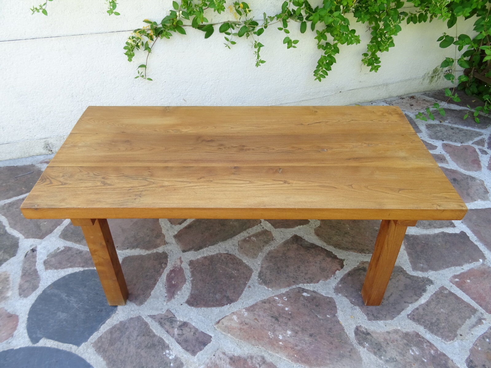 Massive elm coffee table of brutalist spirit