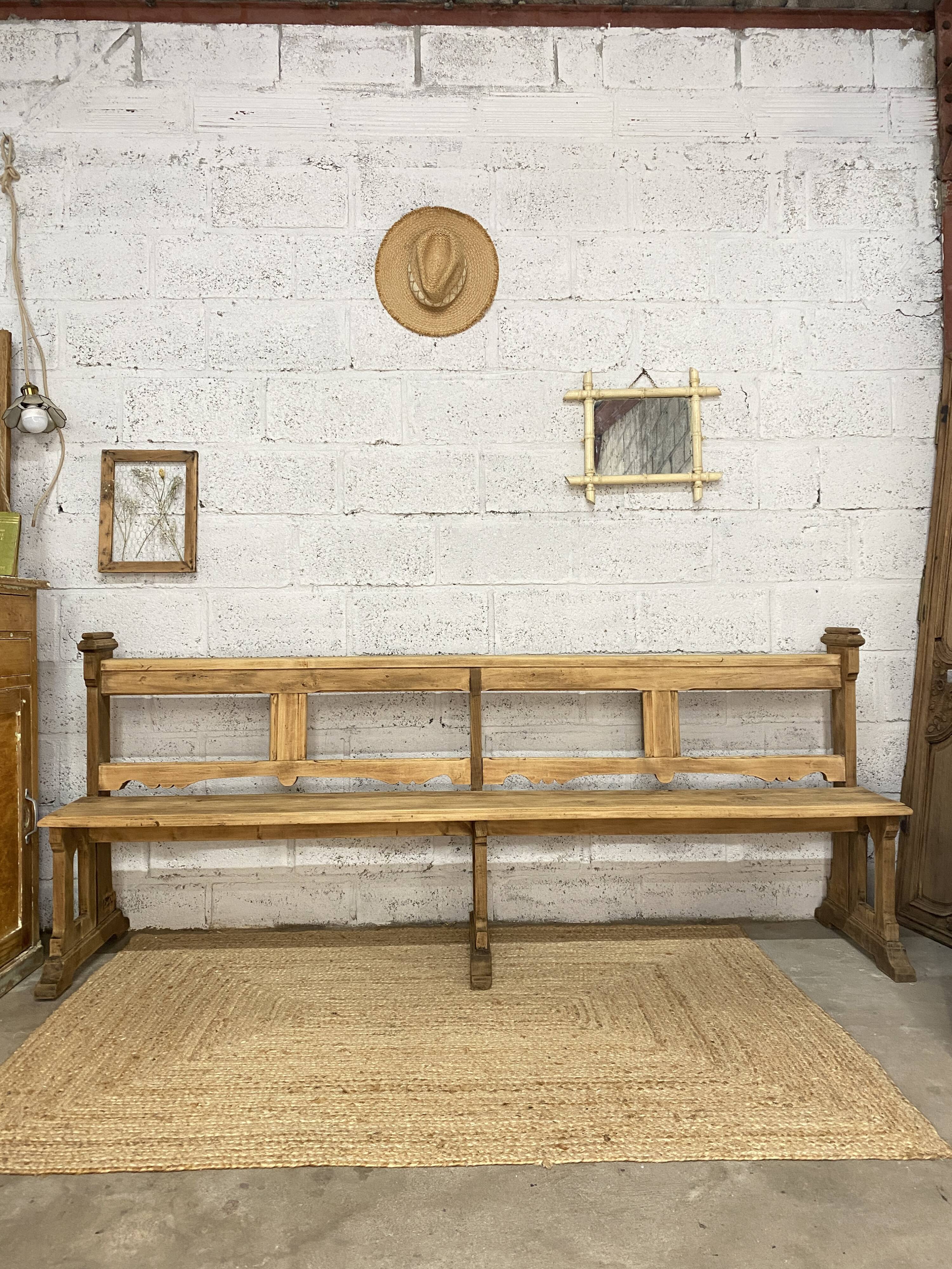 Large oak church pew