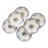 Set de 6 assiettes plates Boch, service Fructidor, vintage