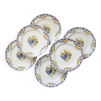 Set of 6 Boch dinner plates, Fructidor service, vintage