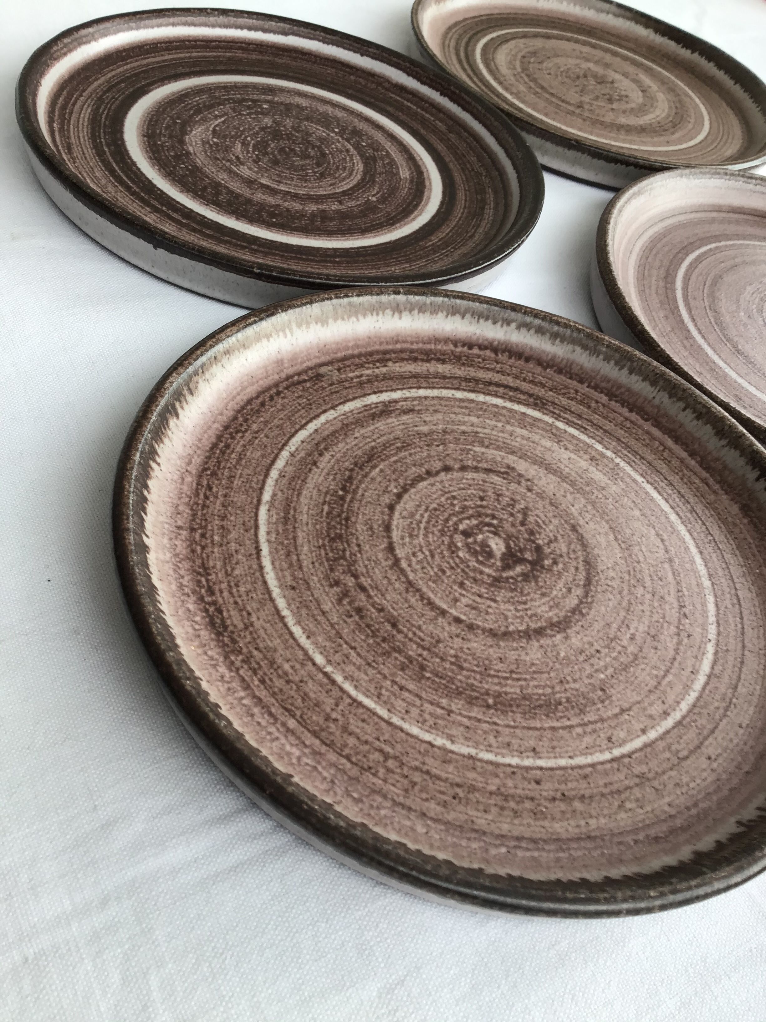 7 plates dessert handmade pink brown sandstone