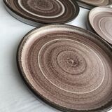 7 plates dessert handmade pink brown sandstone