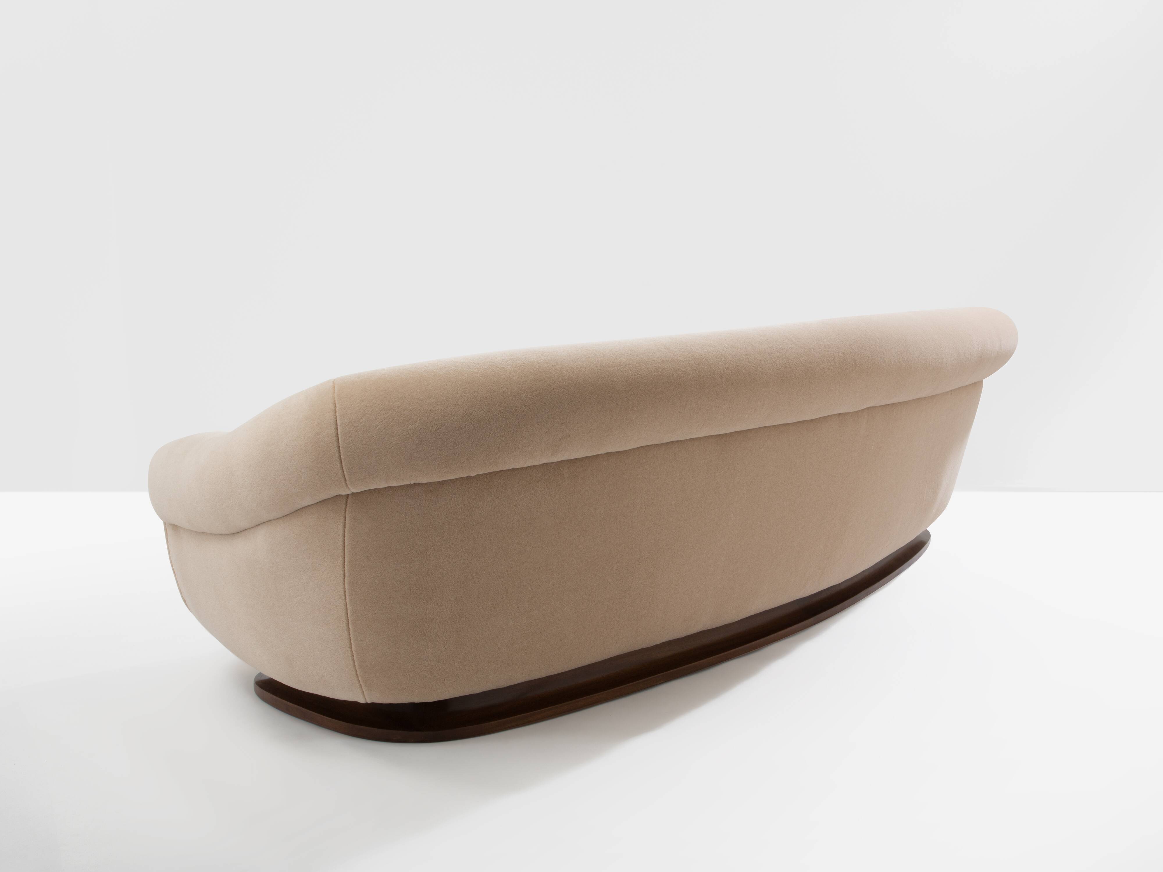 Walnut and mohair velvet sofa by Isa Bergamo, 1940s