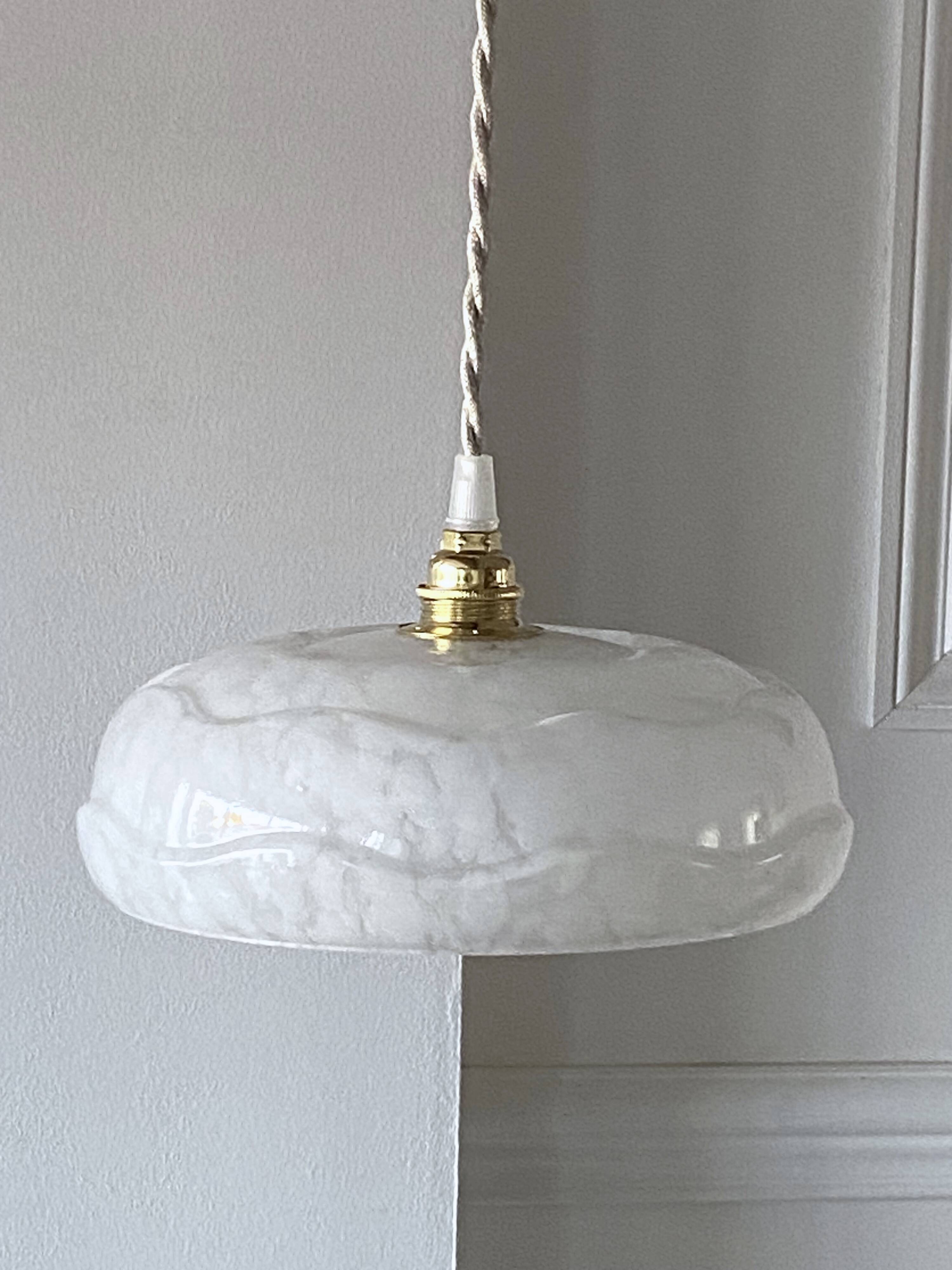 Suspension verre de Clichy blanc