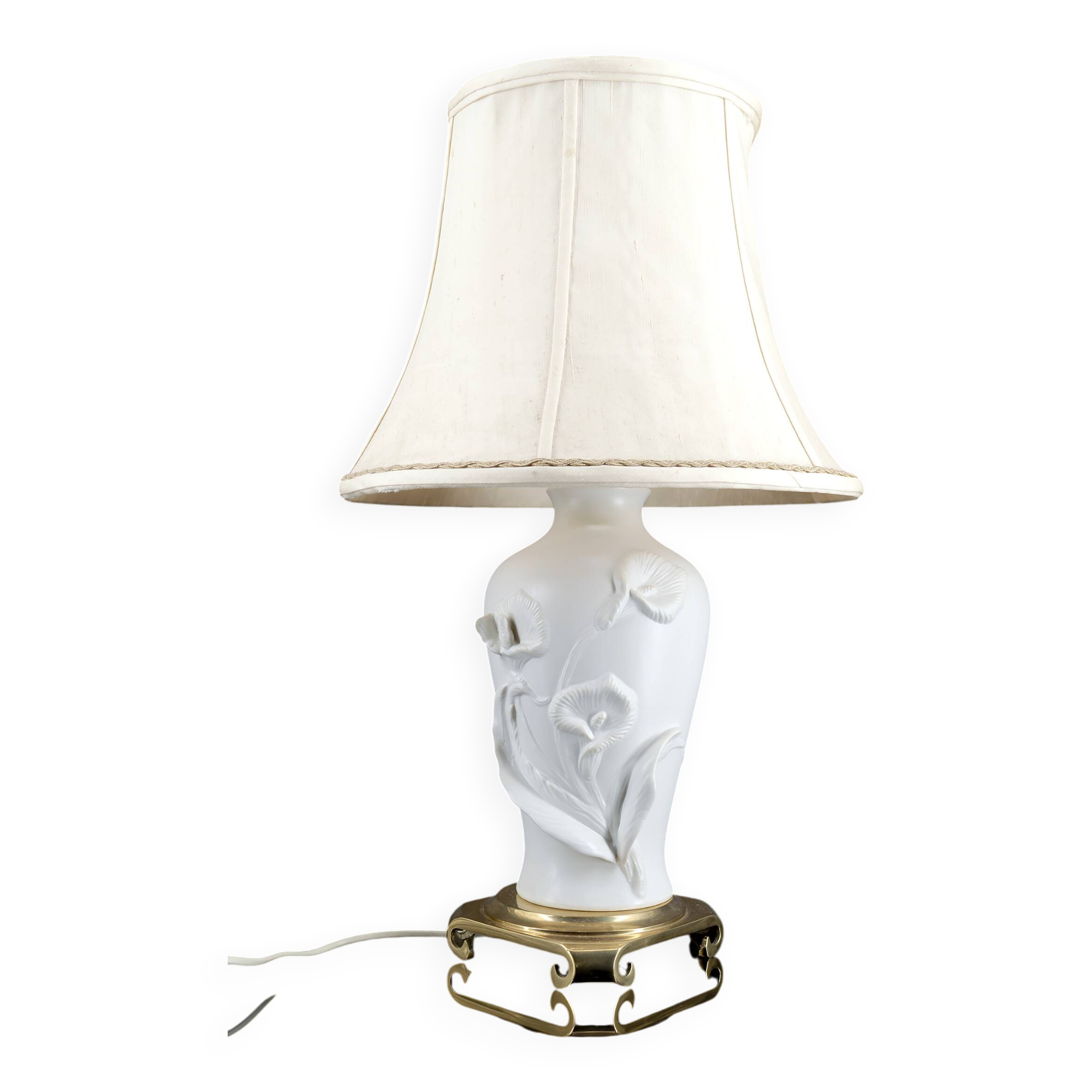 Biscuit porcelain lamp, "Calla Lily", by Nicholas Berbenczy, 1986