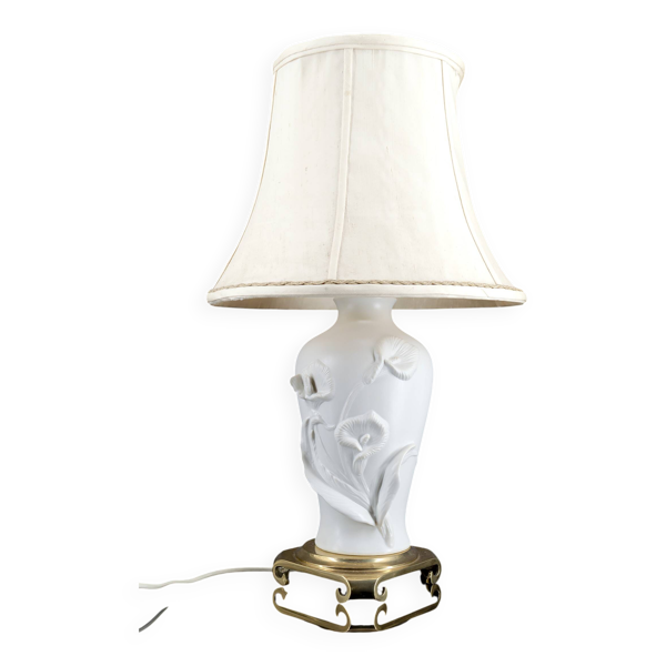 Lampe en biscuit de porcelaine, ''Calla Lily'', par Nicholas Berbenczy, 1986