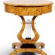 Guéridon rond Empire en bois de hêtre & loupe d'orme, 1 tiroir