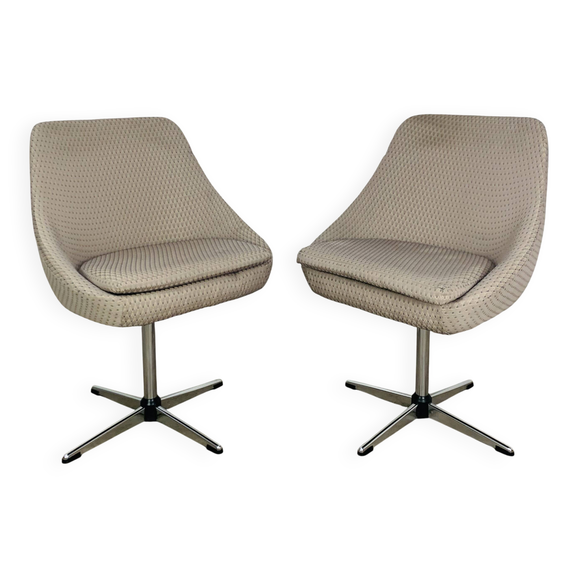 Paire de chaises coque 70's, pivotantes, vintage