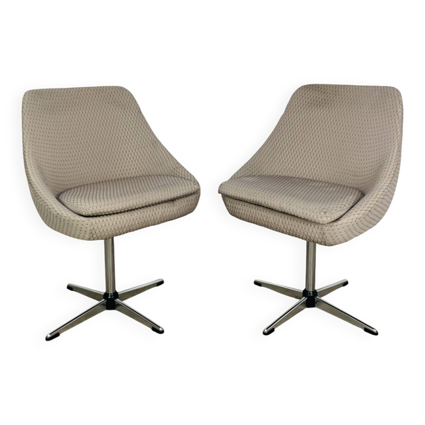 Paire de chaises coque 70's, pivotantes, vintage