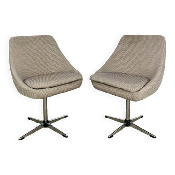 Pair of 70's shell chairs, swivel, vintage