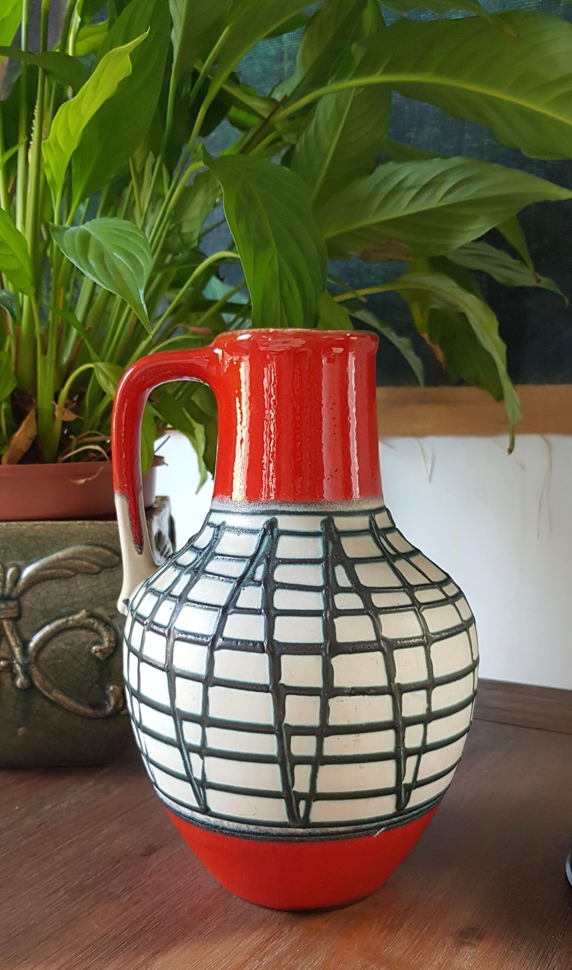 Red and green vase West Germany