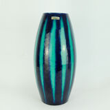 Scheurich europ-line mid century vase model 248-38 with stripe pattern in blue and emerald green