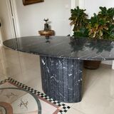 Marble dining table nero marquina 1970 vintage italy