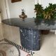 Table à manger en marbre nero marquina 1970 vintage italie