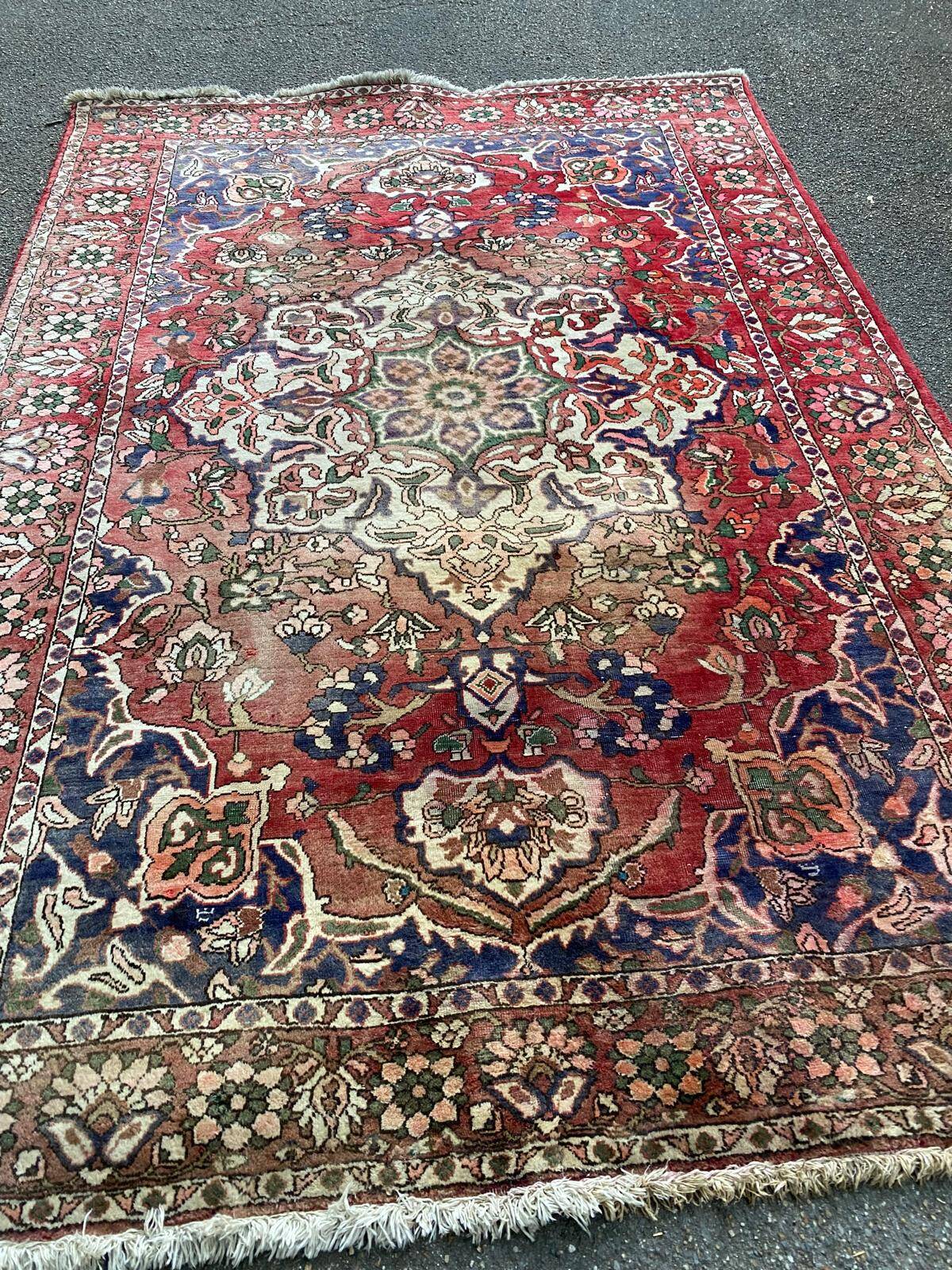 Tapis persan en laine peignée velours bordeaux 300x200