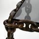 1970s XL Coffee Table Made of Nautical Iron Chain and a Thick Smoked Glass