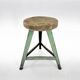 Vintage industrial steel & wood tripod stool, 1950's