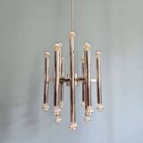 Large Space Age chandelier in chromed metal, design G. Sciolari, Boulanger, 1970