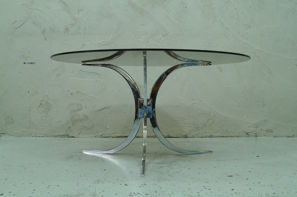 Italian modern chrome and glass coffee table, 1970