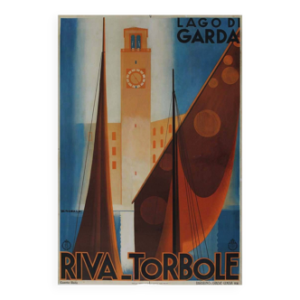 Riccobaldi's 1936 travel poster for "Riva Torbole Lago di Garda" - Italy