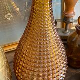 Vintage amber textured glass decanter