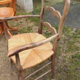Rustic straw armchair