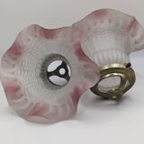Pair of frosted glass tulips with pink edges, claws included