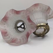 Pair of frosted glass tulips with pink edges, claws included