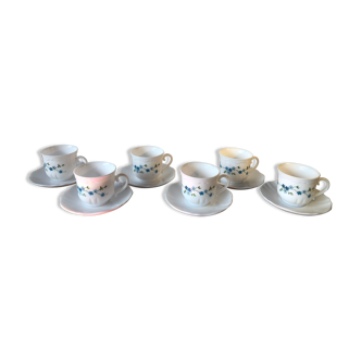Vintage floral cups and saucers arcopal myosotis décor
