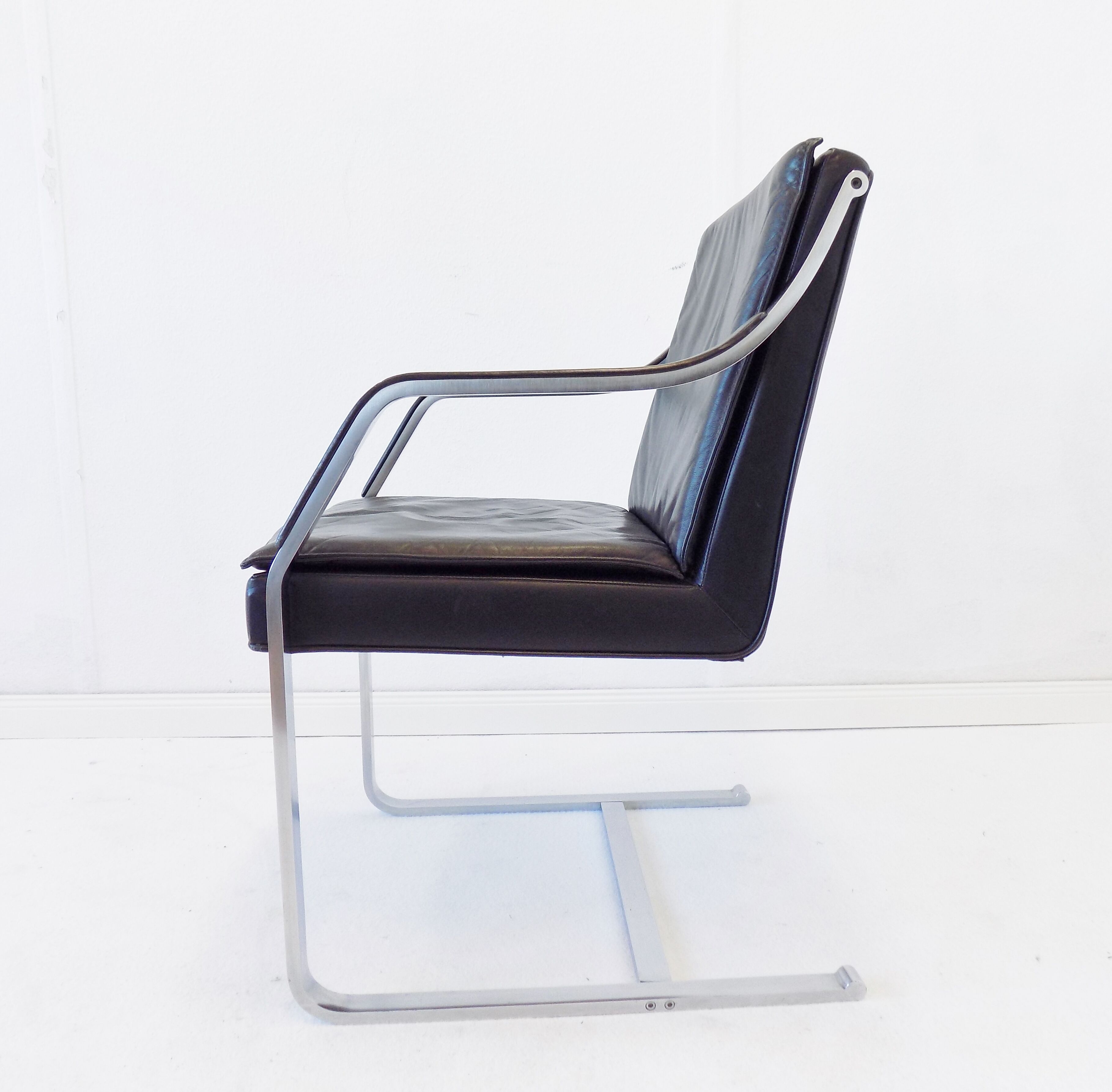 Fauteuil en cuir noir Knoll Art Collection par Rudolf B. Glatzel