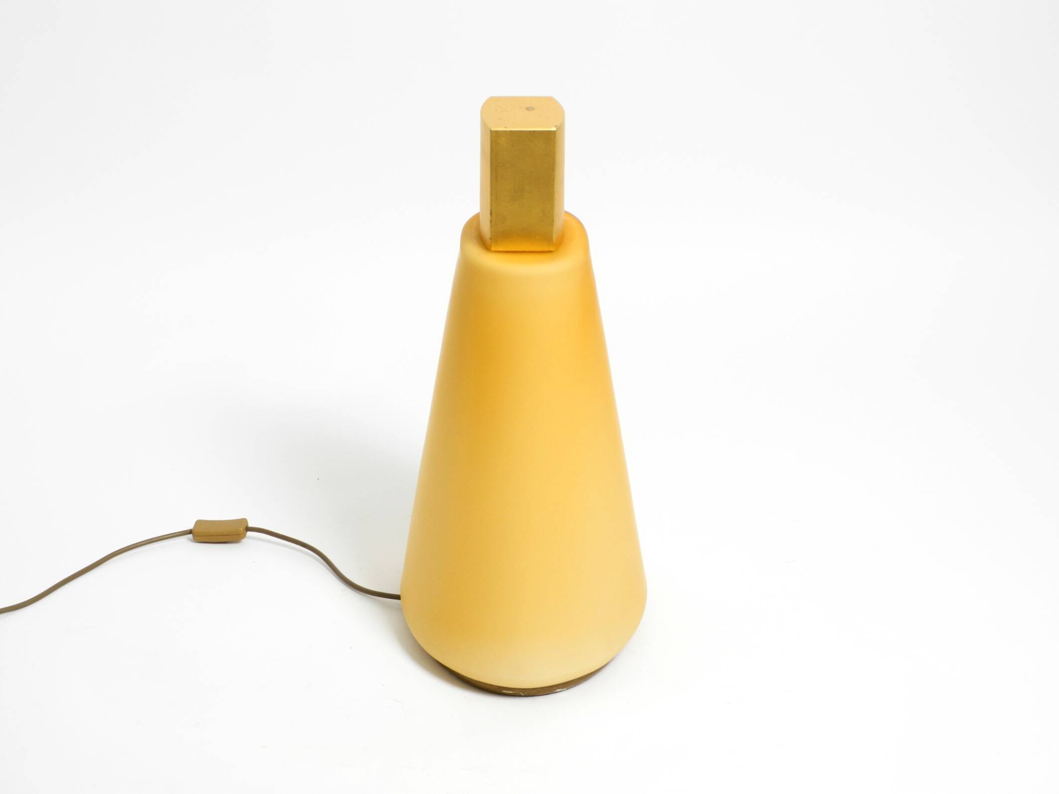 Large 1990s postmodern design floor or table lamp made of colored glass