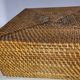 Vintage woven rattan storage box with compartments