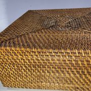 Boîte de rangement vintage en rotin tressé, à compartiments