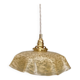Vintage lampshade pendant light in pale yellow Clichy glass