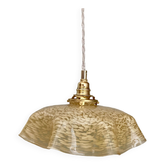 Vintage lampshade pendant light in pale yellow Clichy glass