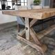 Antique solid oak table with farmhouse style star legs - length