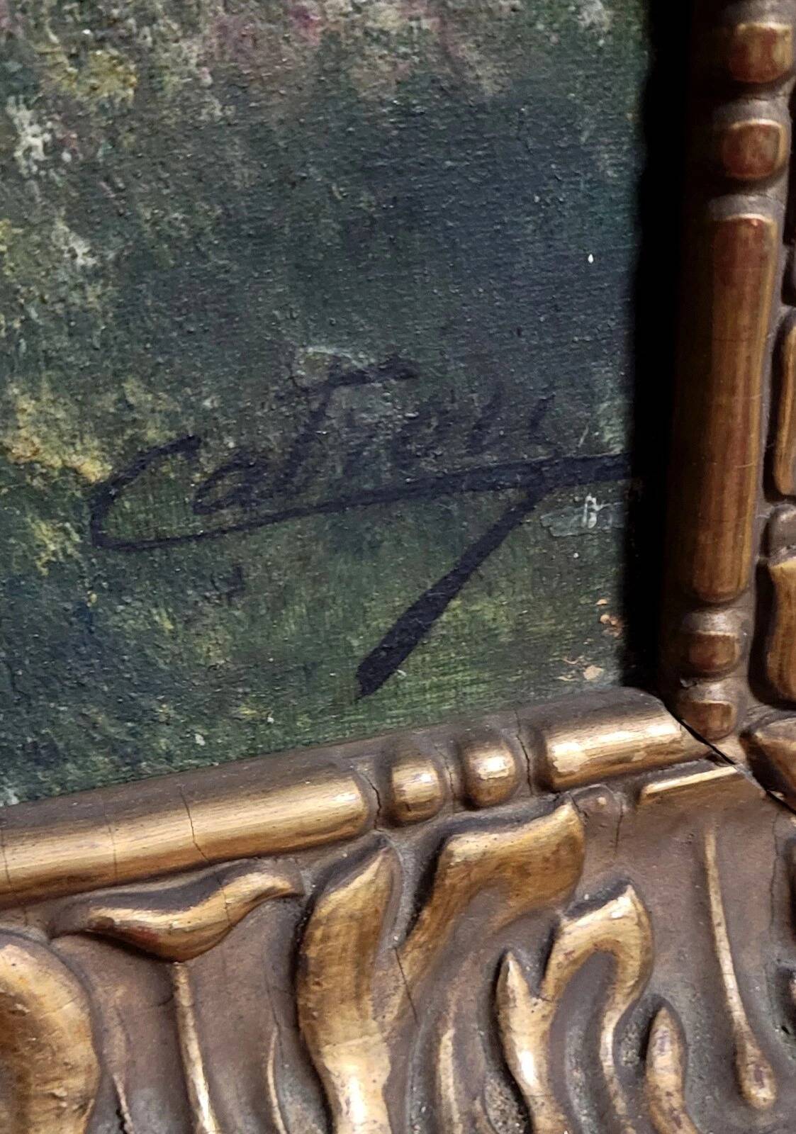 Henri catrou xixeme : huile sur toile paysage lacustre ép. napoléon iii (b)