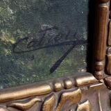 Henri catrou xixeme : huile sur toile paysage lacustre ép. napoléon iii (b)