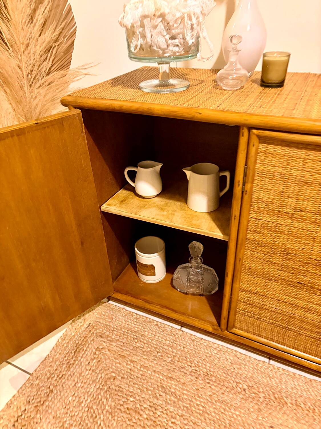 Buffet en rotin, années 1950