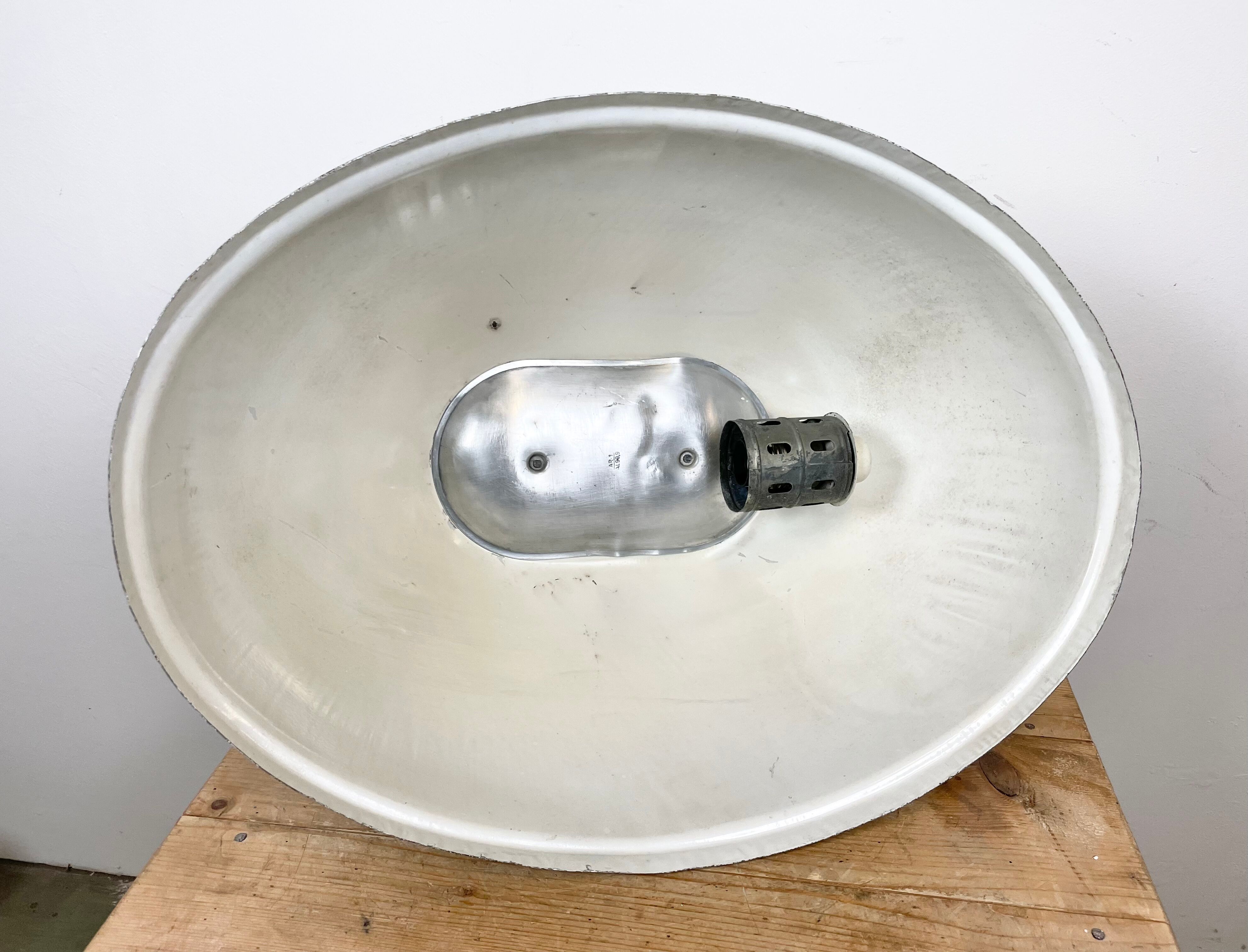 Oval industrial polish factory pendant lamp from mesko, 1970s