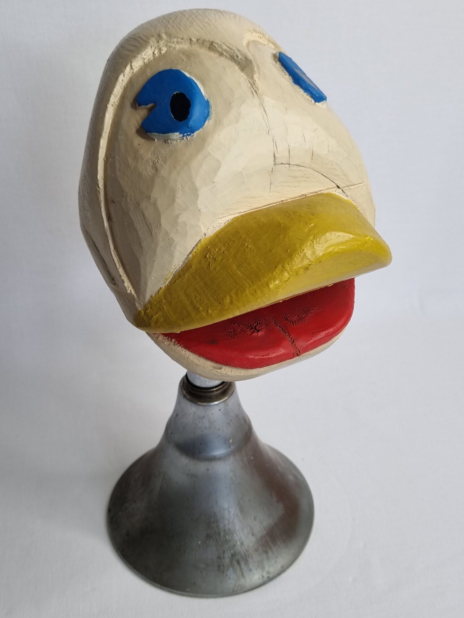Carved hat door, folk art object carved from a painted piece of wood, 34 cm