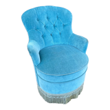Fauteuil crapaud velours bleu