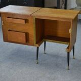 Folding occasional desk, steel, brass and oak, 1960s