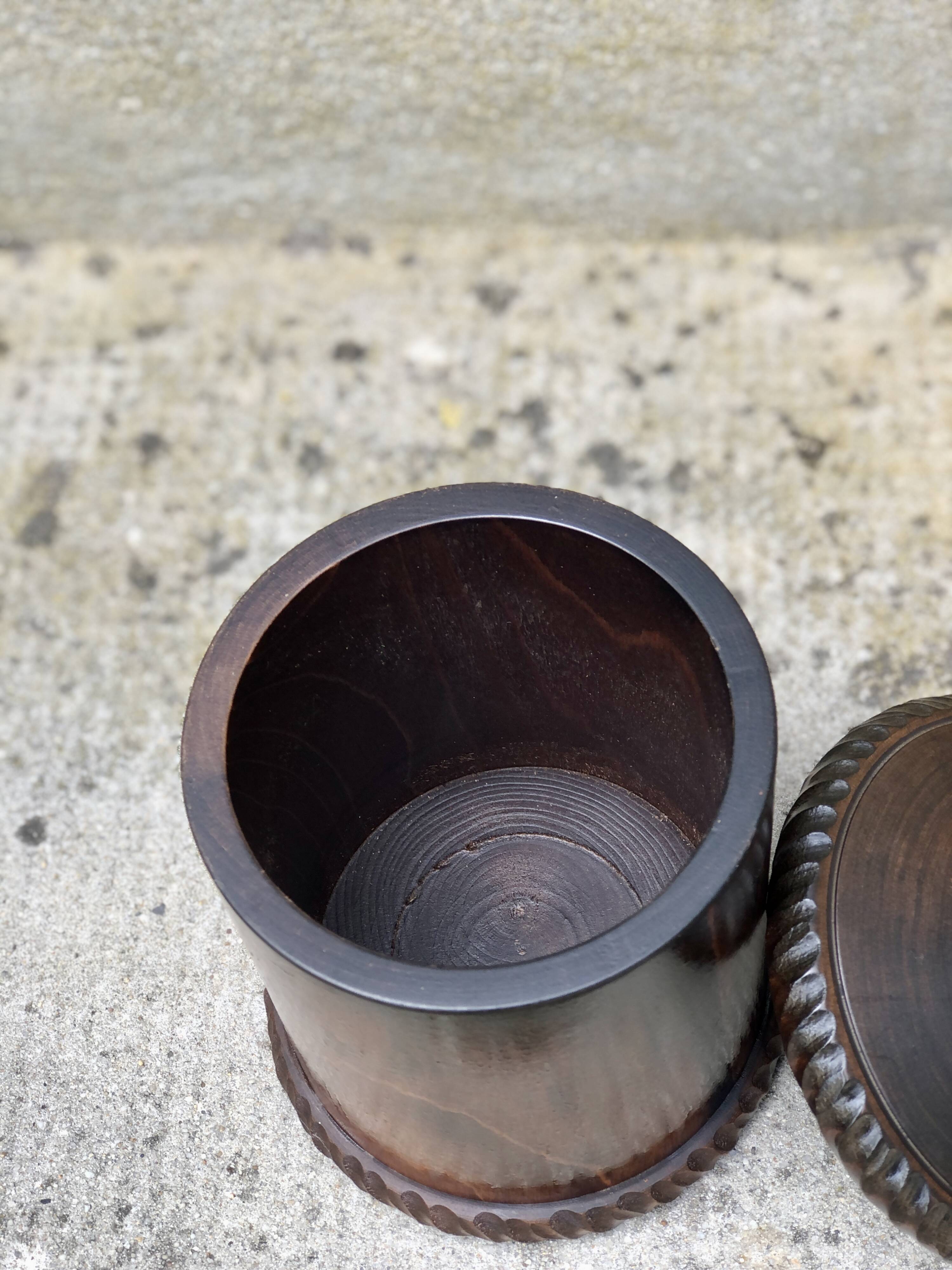 wooden storage box or jar