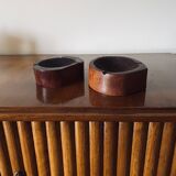 Organic modern set of 2 wood ashtrays, France 1970s