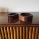 Organic modern set of 2 wood ashtrays, France 1970s